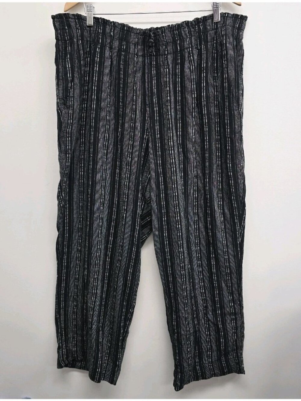 BRIGGS Linen Blend Wide-Leg Elastic Waist Pull-On Pant Sz XXL Coastal Beach Boho